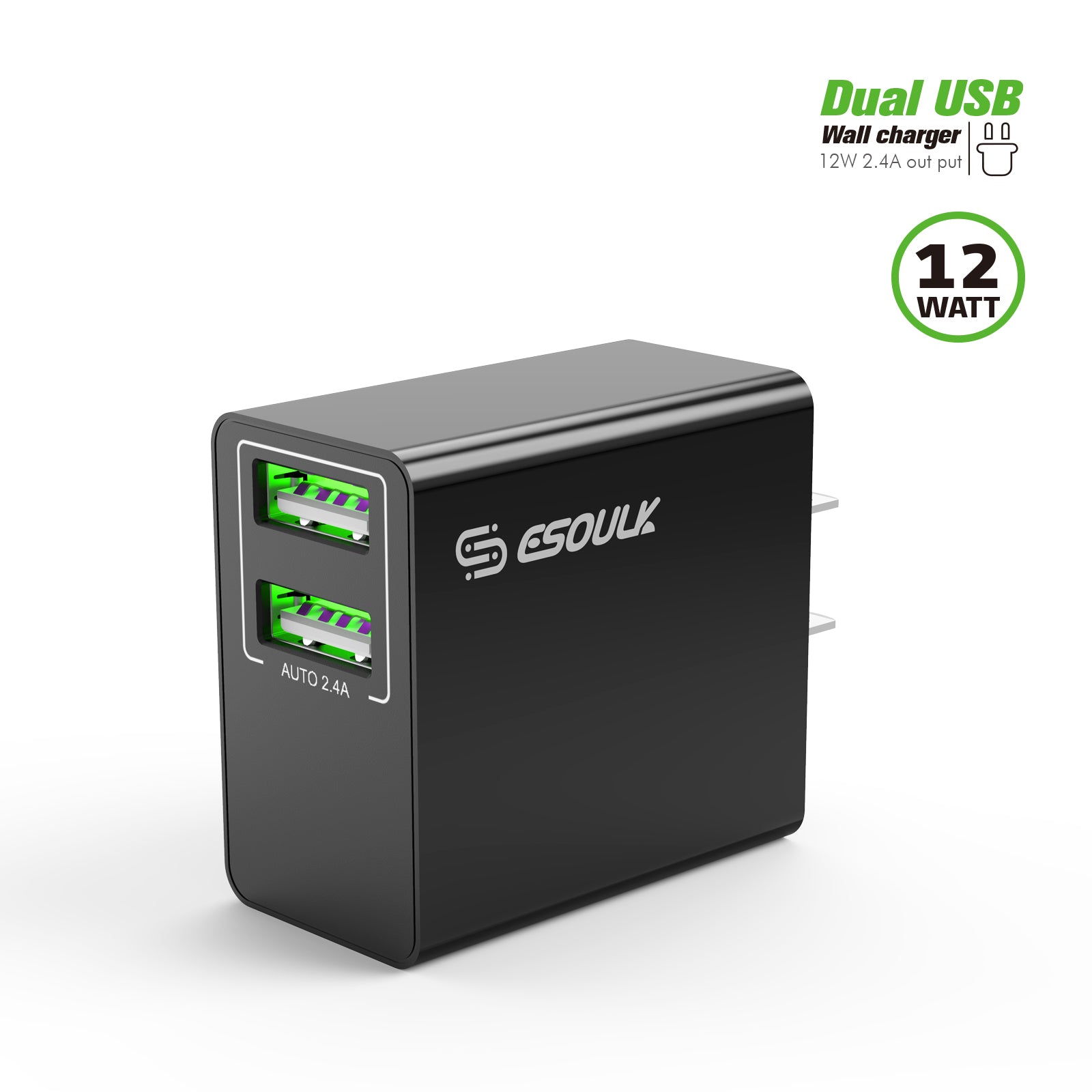 WALL ADAPTER DUAL USB 12WATTS