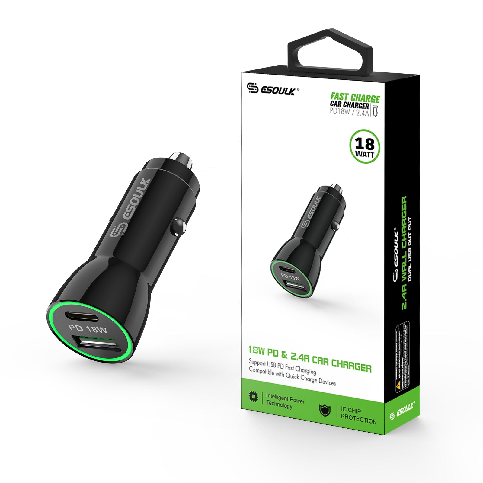 CAR CHARGER 2 IN 1 TYPE C AND USB 18 WATT- ACCESSORIES