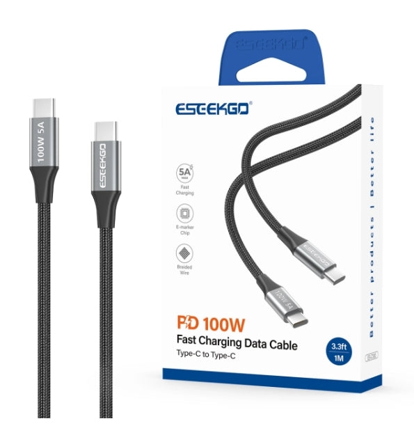ESEEKGO ES-C100 USB-C To USB-C 100W/5A 1M/3.3FT Data Cable