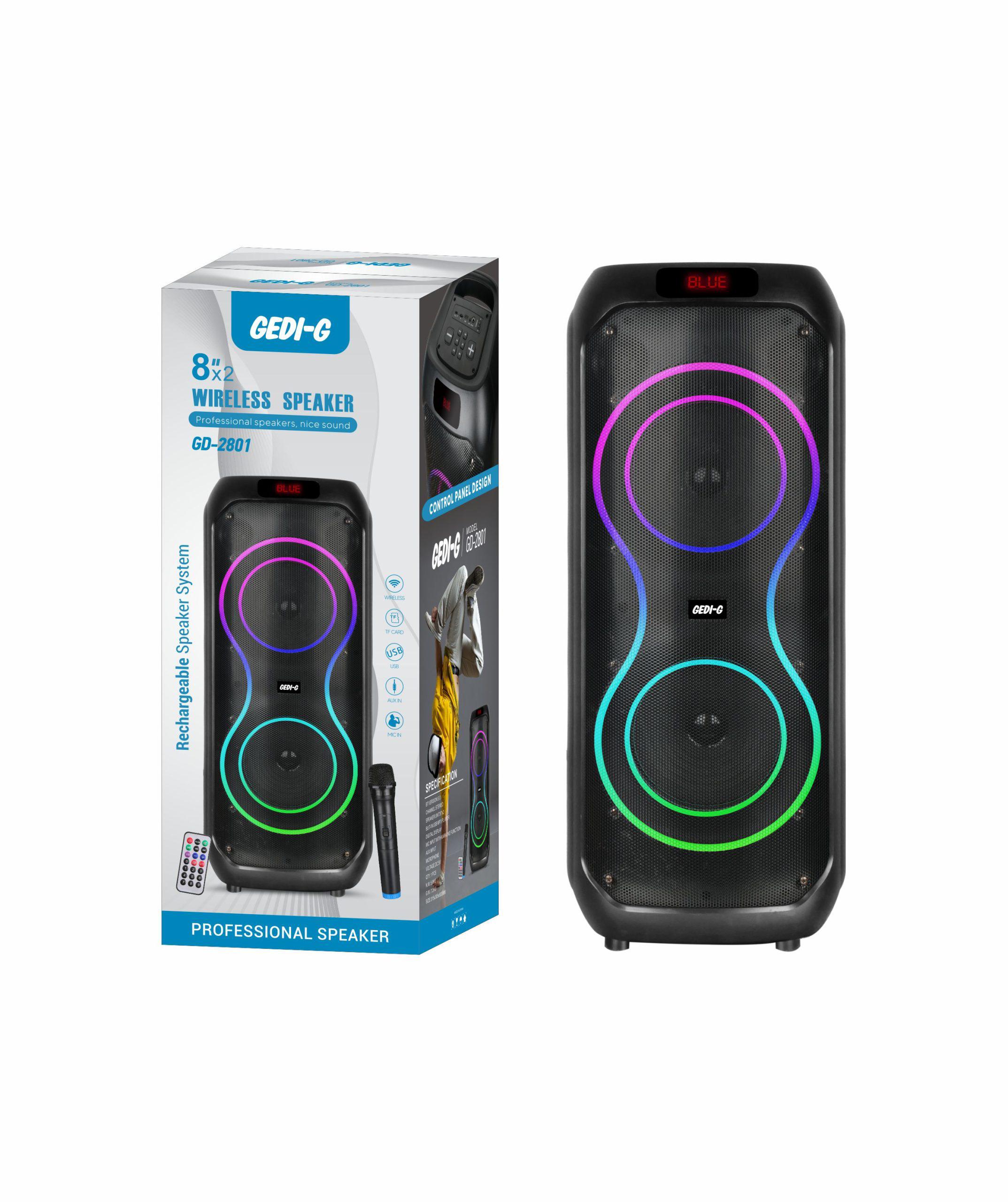GD-2801 8"*2 Wireless Speaker with Control Panel Design