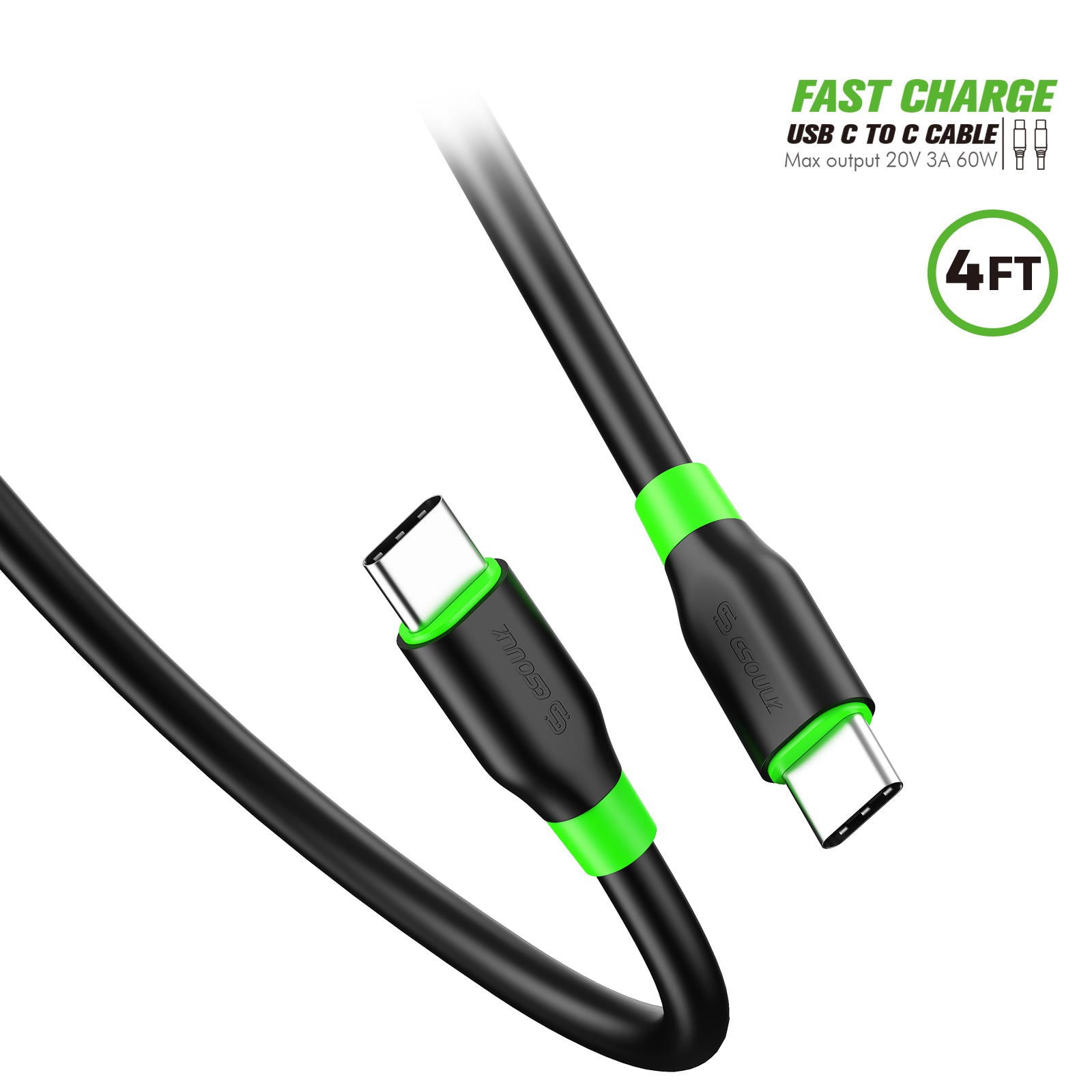 USB CABLE C-C 4 FT FOR FAST CHARGING