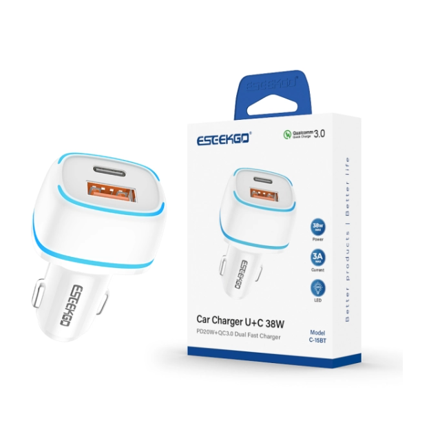 ESEEKGO C-15BT 38W LED QC3.0+PD20W car charger