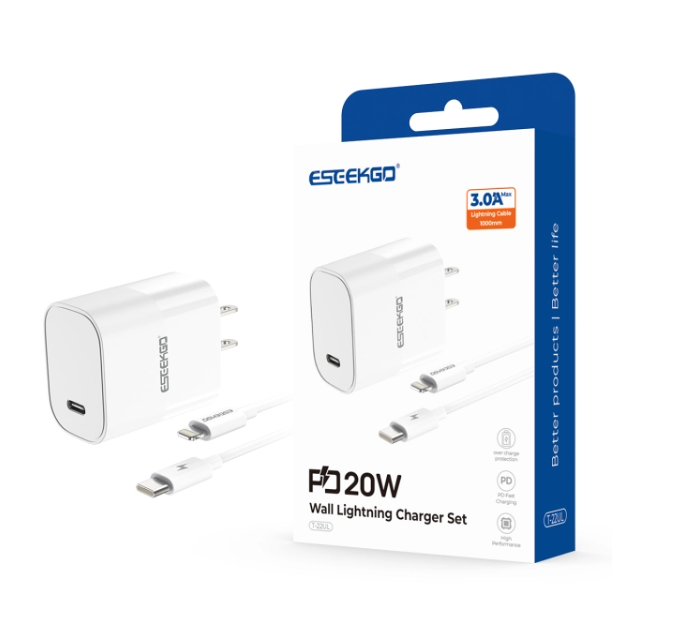 ESEEKGO Wall Charger Combo C to 8-PIN