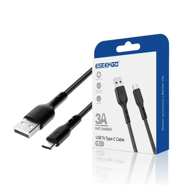 ESEEKGO G-31B NYLON BRAIDED 3.0A 4FT USB TO TYPE-C DATACABLE