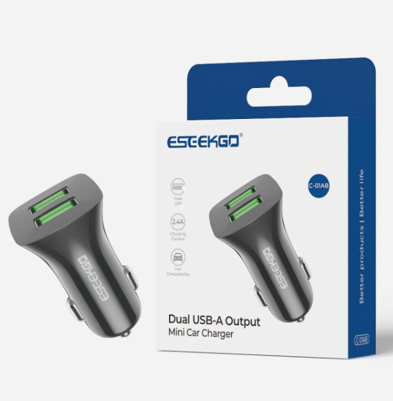 ESEEKGO Dual USB-A Output Mini Car Charger