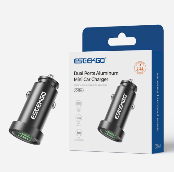 ESEEKGO Aluminum Dual ports Mini Car charger