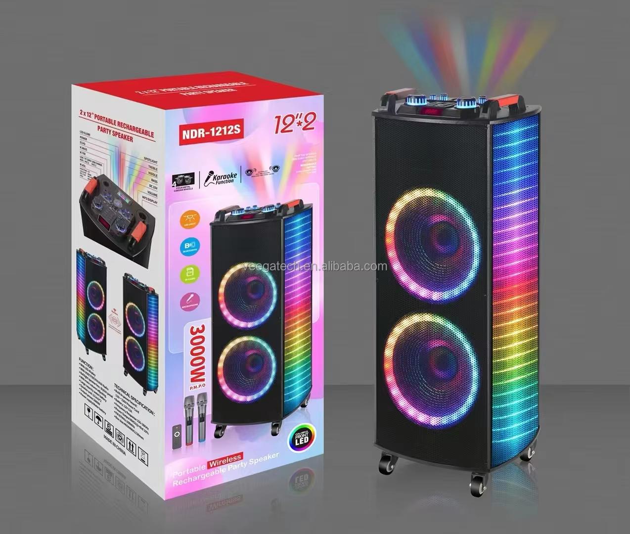 NDR-1212S 12"*2 Portable Wireless Karaoke Speaker